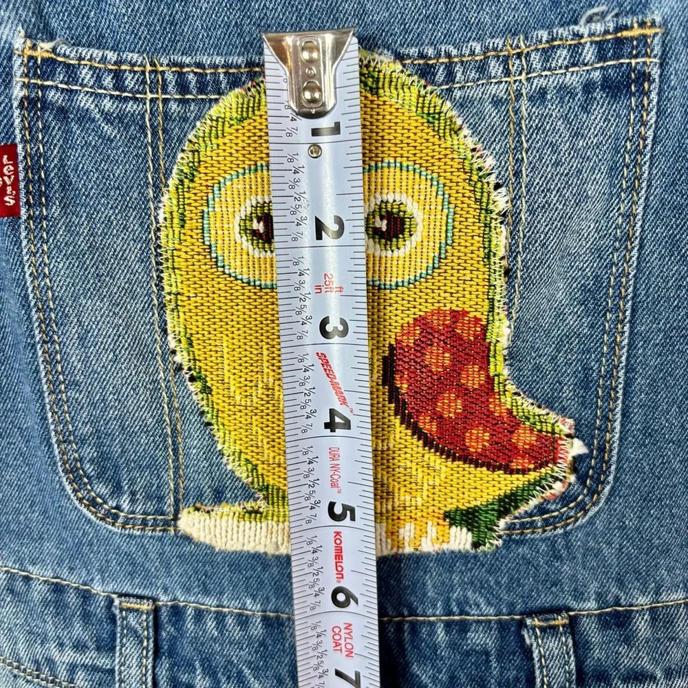Levi's Light‎ Blue Denim Shortall Girls 16 Hand crafted Appliqué Owl on Bib